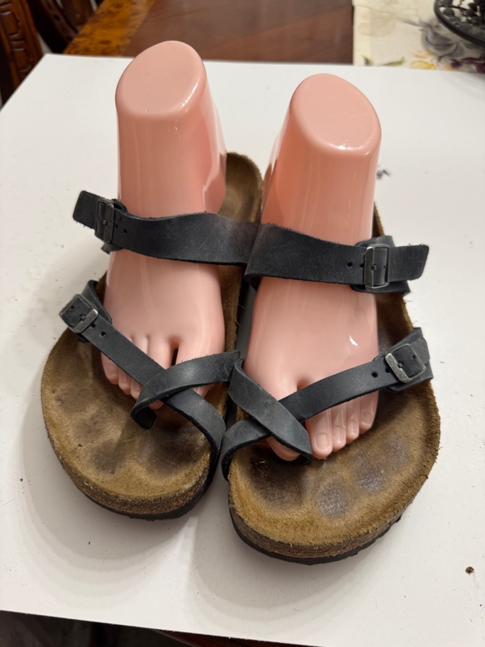 Birkenstock Black Strappy Cork Footbed Slipper dark navy size 41